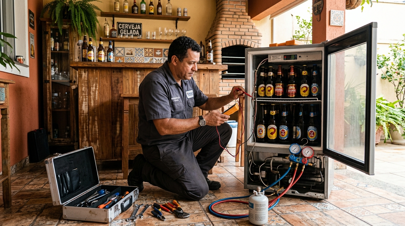 Recarga de gás refrigerante de cervejeira em Ponta Grossa‑PR